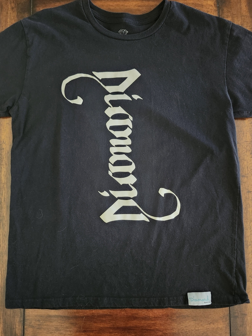 Diamond Supply Co. Black Tee with Vertical White Logo Men's Large